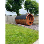 Barrel Sauna 400 Delux (Half-Moon Glass) Outdoor for 4 persons / Electric or Wood-Burning Heater Harvia 400 / High-Qualit