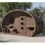 Oval Sauna Frodo 300 Outdoor for 8 people / Electric or Wood Burning Harvia Stove / High Quality Heat Treated Scandinavian