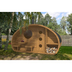 Oval Sauna Frodo 300 Outdoor for 8 people / Electric or Wood Burning Harvia Stove / High Quality Heat Treated Scandinavian