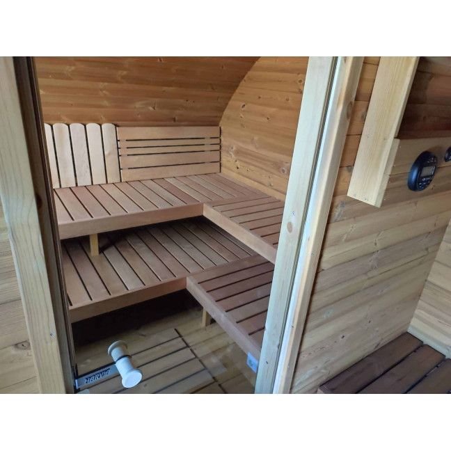 Oval Sauna Frodo 300 Outdoor for 8 people / Electric or Wood Burning Harvia Stove / High Quality Heat Treated Scandinavian
