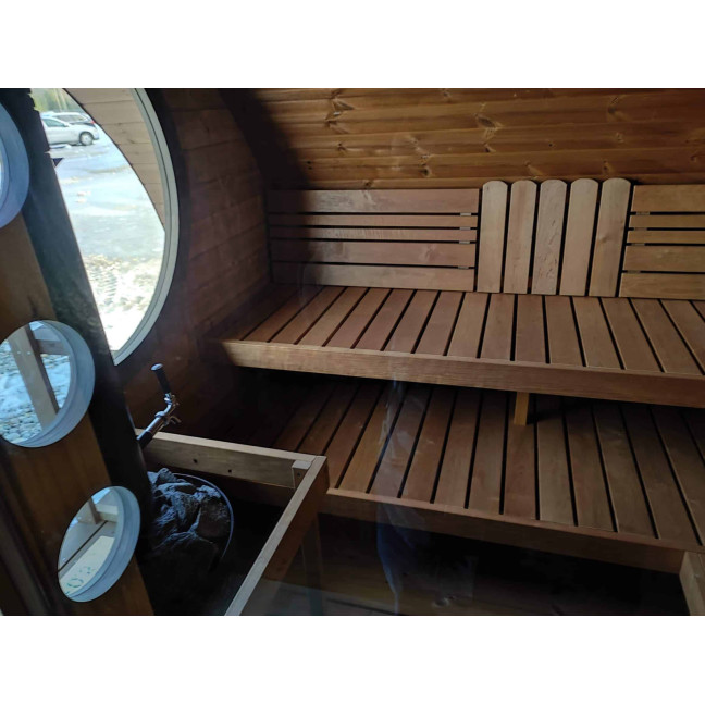 Oval Sauna Frodo 300 Outdoor for 8 people / Electric or Wood Burning Harvia Stove / High Quality Heat Treated Scandinavian