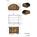 Oval Sauna Frodo 300 Outdoor for 8 people / Electric or Wood Burning Harvia Stove / High Quality Heat Treated Scandinavian