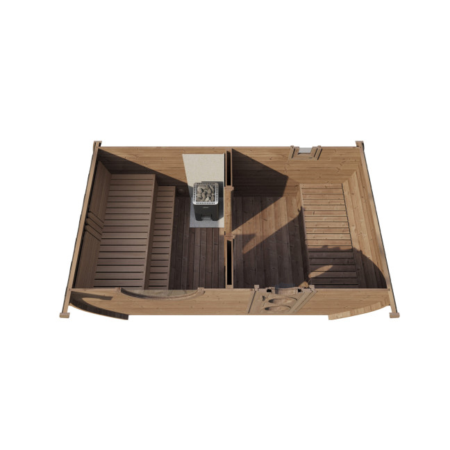 Oval Sauna Frodo 240 Outdoor for 8 people / Electric or Wood Burning Harvia Stove / High Quality Heat Treated Spruce