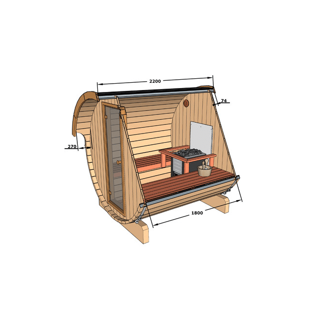 Barrel Sauna Garden Sauna 220 4-person / Electric or Wood-Burning Harvia Stove  / High Quality Scandinavian Spruce