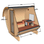 Barrel Sauna Garden Sauna 220 4-person / Electric or Wood-Burning Harvia Stove  / High Quality Scandinavian Spruce
