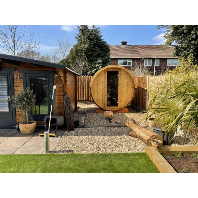 Barrel Sauna Garden Sauna 220 4-person / Electric or Wood-Burning Harvia Stove  / High Quality Scandinavian Spruce