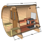 Barrel Sauna Garden Sauna 250 4-person / Electric or Wood-Burning Harvia Stove  / High Quality Scandinavian Spruce