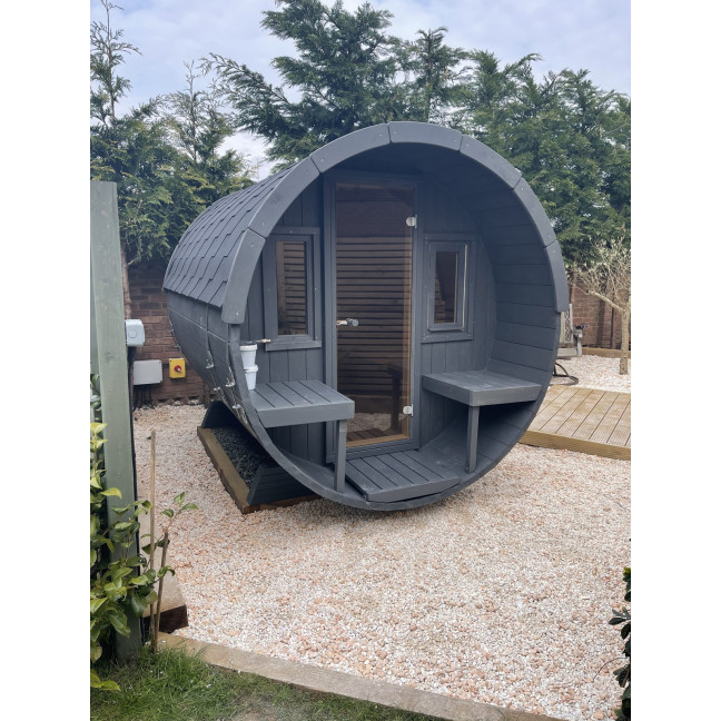 Barrel Sauna Garden Sauna 250 4-person / Electric or Wood-Burning Harvia Stove  / High Quality Scandinavian Spruce