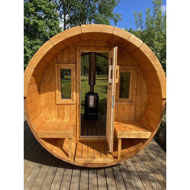 Barrel Sauna Garden Sauna 250 4-person / Electric or Wood-Burning Harvia Stove  / High Quality Scandinavian Spruce