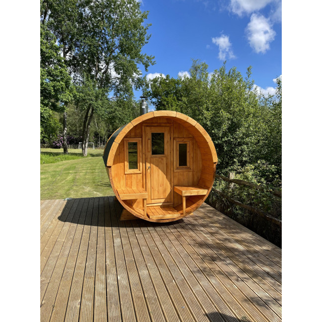 Barrel Sauna Garden Sauna 250 4-person / Electric or Wood-Burning Harvia Stove  / High Quality Scandinavian Spruce