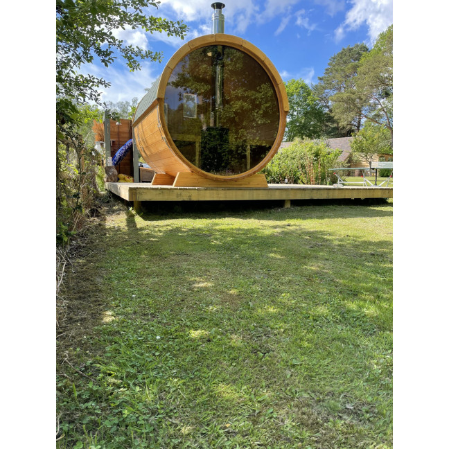 Barrel Sauna Garden Sauna 250 4-person / Electric or Wood-Burning Harvia Stove  / High Quality Scandinavian Spruce