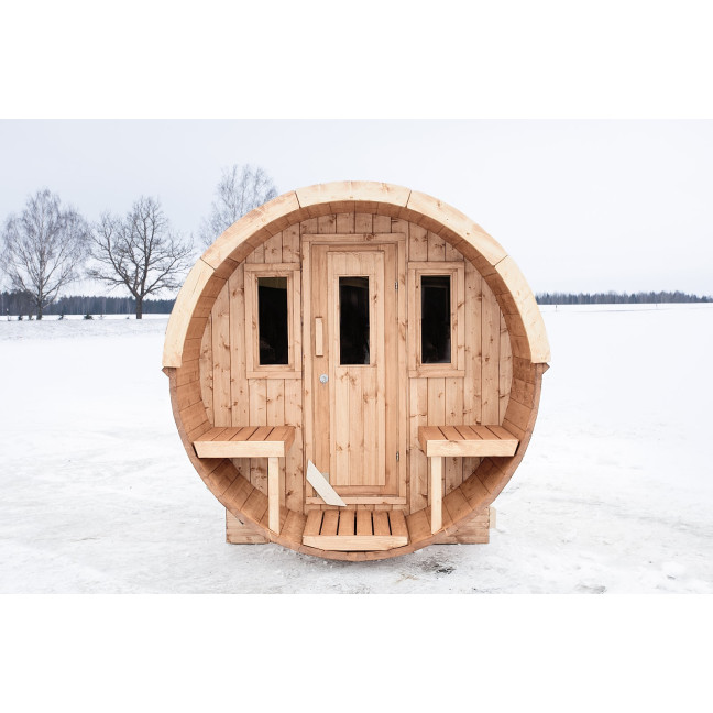 Barrel Sauna Garden Sauna 250 4-person / Electric or Wood-Burning Harvia Stove  / High Quality Scandinavian Spruce