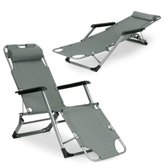 Beach Chair 2-in-1 Garden Lounge Chair | Folding lounge chair for balcony or patio Beige/Black/Blue/Grey |garden chair,
