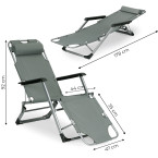 Beach Chair 2-in-1 Garden Lounge Chair | Folding lounge chair for balcony or patio Beige/Black/Blue/Grey |garden chair