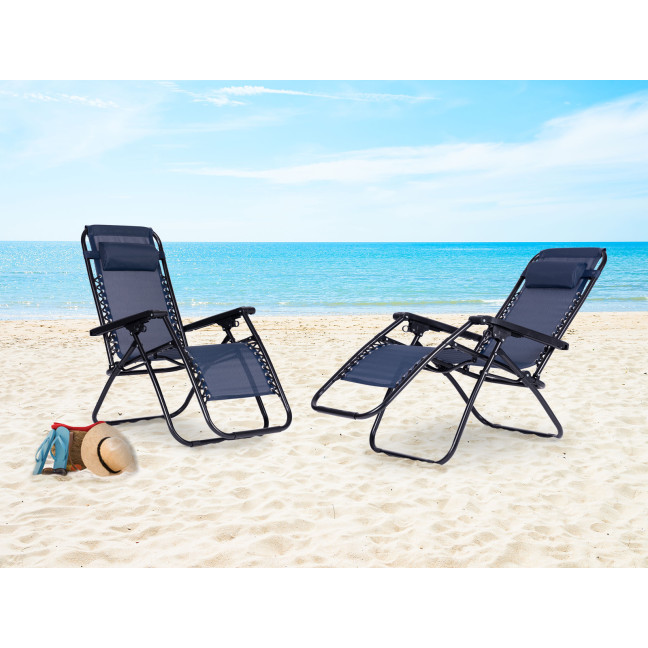 Zero Gravity Beach Garden Lounger Chair | Adjustable backrest for patio or balcony Beige/Black/Blue/Grey | Comfortable chair