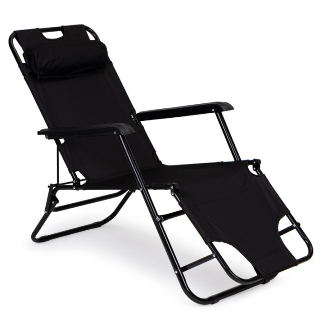 Garden Lounger with Headrest | Folding beach lounger for balcony or patio Green/Black/Blue/Beige | Garden furniture