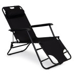Garden Lounger with Headrest | Folding beach lounger for balcony or patio Green/Black/Blue/Beige | Garden furniture