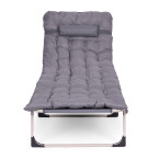 Fishing Garden Lounger | Folding lounger with mattress and cushion for patio or balcony Grey | Garden furniture, relaxation