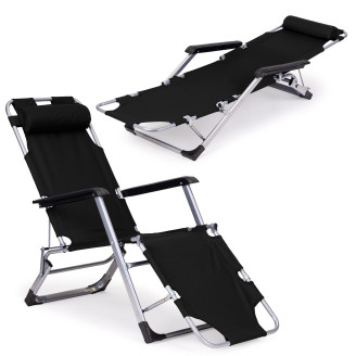 Beach Chair 2-in-1 Garden Lounge Chair | Folding lounge chair for balcony or patio Beige/Black/Blue/Grey | garden chair,