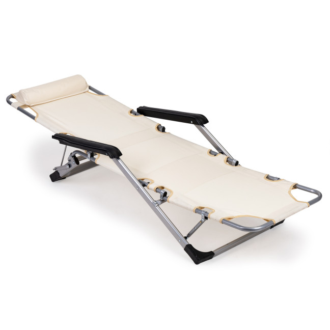 Beach Chair 2-in-1 Garden Lounge Chair | Folding lounge chair for balcony or patio Beige/Black/Blue/Grey | garden chair,