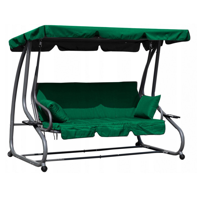 MultiGarden Green Folding 3-Person Garden Swing with Cushions | Garden furniture, relaxation, modern style
