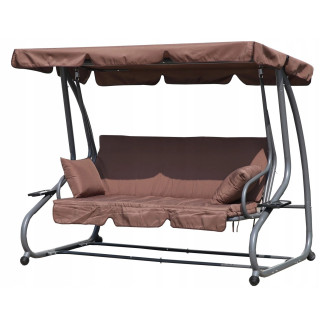 MultiGarden Folding 3-Person Garden Swing with Cushions - Brown | Garden furniture, relaxation, modern style