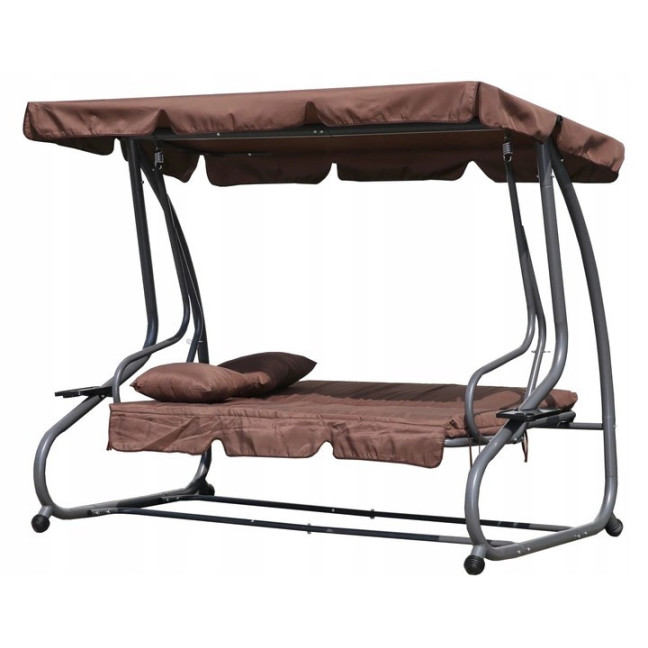 MultiGarden Folding 3-Person Garden Swing with Cushions - Brown | Garden furniture, relaxation, modern style