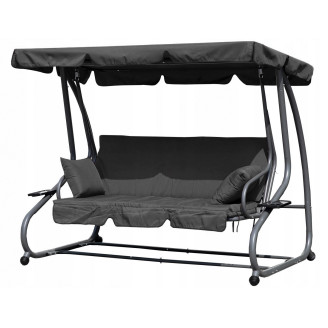 MultiGarden Folding 3-Person Garden Swing with Cushions - Grey | Garden furniture, relaxation, modern style