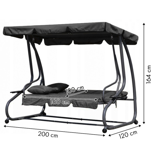 MultiGarden Folding 3-Person Garden Swing with Cushions - Grey | Garden furniture, relaxation, modern style
