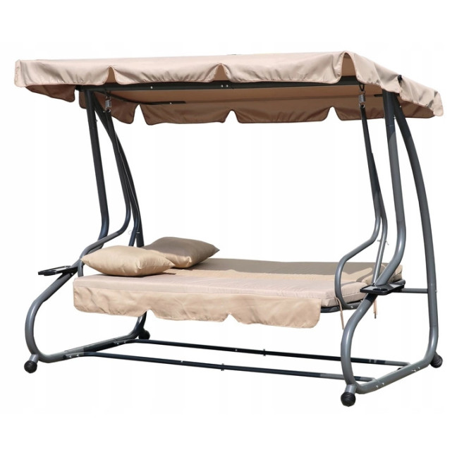 MultiGarden Folding 3-Person Garden Swing with Cushions - Beige | Garden furniture, relaxation, modern style