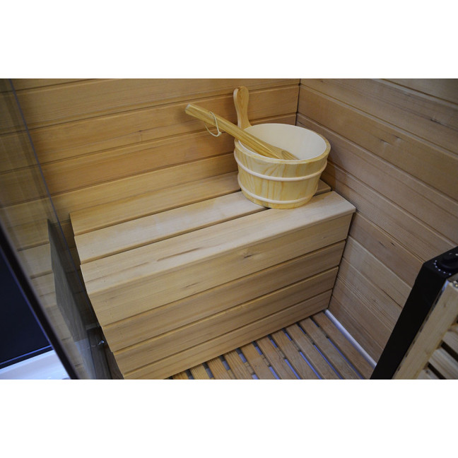 MO-1751B RIGHT TRIO, dry sauna, steam sauna and shower cabin 180X110X223CM | Elegant Minimalism | Natural Wood