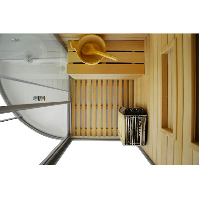 MO-1751W RIGHT TRIO, dry sauna, steam sauna and shower cabin 180X110X223CM | Ready to Assemble | Luxury Relaxation