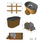 Ofuro Cold-Plunge 190 × 120 × 97 cm — thermowood ice-bath for Wim Hof-style recovery