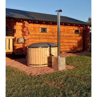 Ofuro 2-Person Cedar Hot-Tub 190 × 120 × 97 cm — compact Japanese-inspired soak with granite-look insert & thermal lid