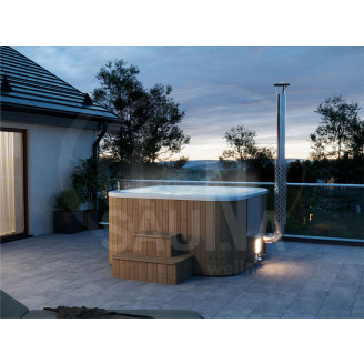 ICON Ø ≈ 2 m Thermo-Wood Hot-Tub — ergonomic glass-fibre shell & 30 kW stainless stove
