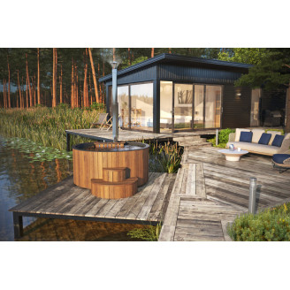 Delux 200 Outdoor Hot Tub Ø 200 × 93 cm — wood-fired thermal-pine spa for 4 – 6 bathers