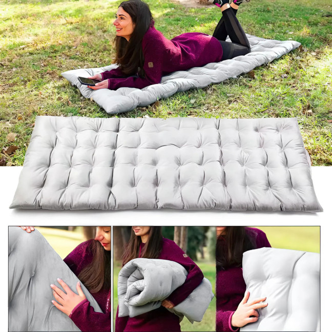 Large Garden Chair Cushion | Lounger for Patio Balcony Grey 145 x 52 cm | Garden furniture, relaxation, modern style