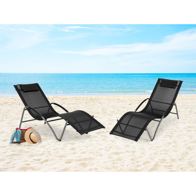 Garden Lounger with Headrest | Lounger for Balcony Patio Black | Garden furniture, relaxation, modern style