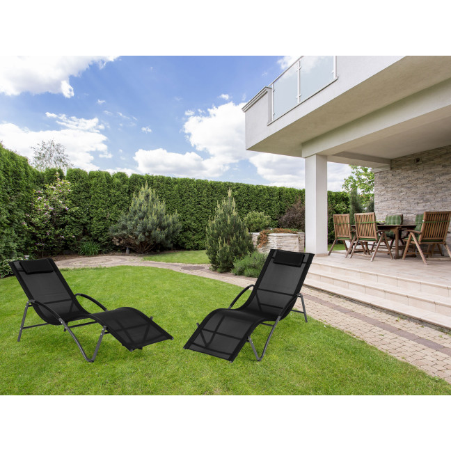 Garden Lounger with Headrest | Lounger for Balcony Patio Black | Garden furniture, relaxation, modern style