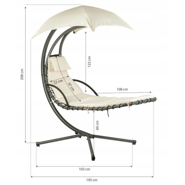 MultiGarden Garden Hammock Lounger with Canopy | Garden hammock on a stand, outdoor relaxation