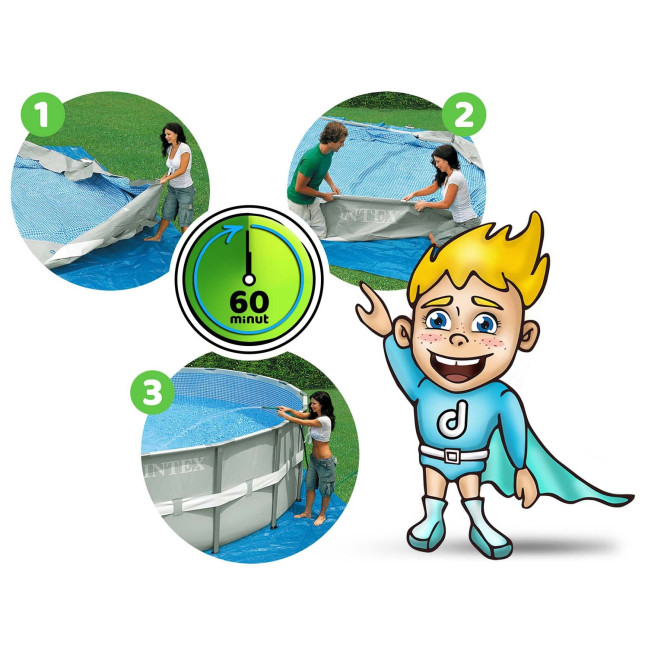 Piscine de jardin sur structure 610 x 132 cm ensemble 21w1 INTEX 26756 + trottinette GRATUITE