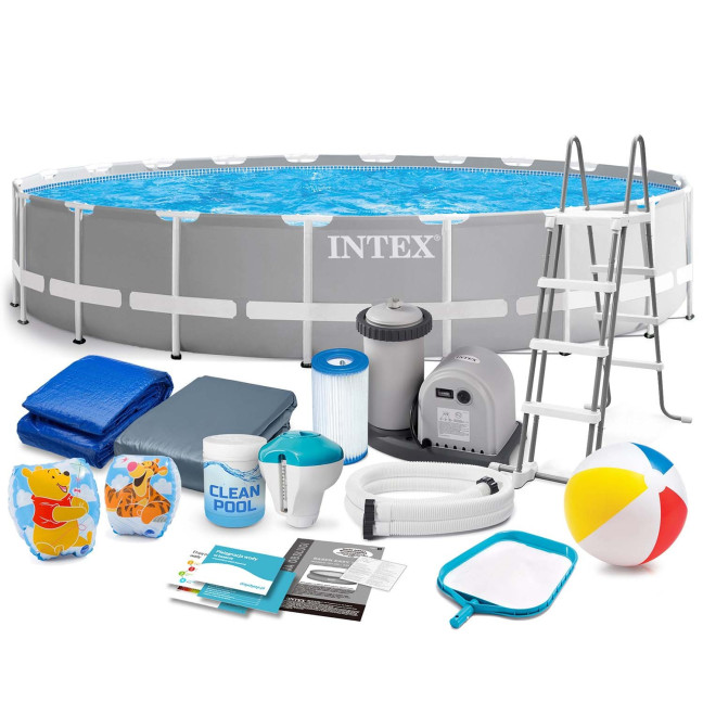 Piscine de jardin sur structure 610 x 132 cm ensemble 21w1 INTEX 26756 + trottinette GRATUITE