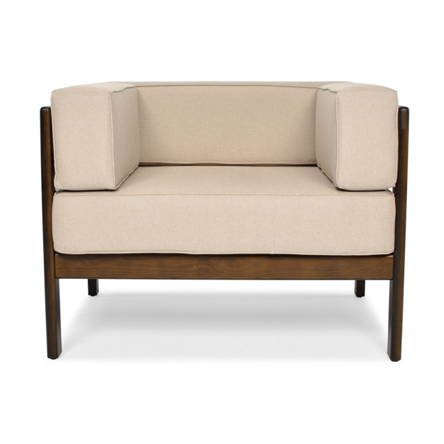 EDEN Wooden Garden Armchair Dark Brown/Beige | Comfortable garden armchair, modern style, for patio and balcony