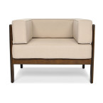 EDEN Wooden Garden Armchair Dark Brown/Beige | Comfortable garden armchair, modern style, for patio and balcony