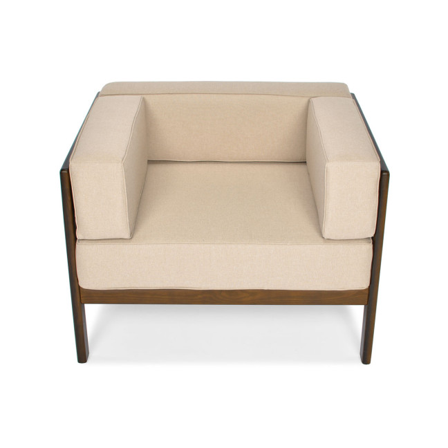 EDEN Wooden Garden Armchair Dark Brown/Beige | Comfortable garden armchair, modern style, for patio and balcony