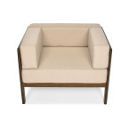 EDEN Wooden Garden Armchair Dark Brown/Beige | Comfortable garden armchair, modern style, for patio and balcony