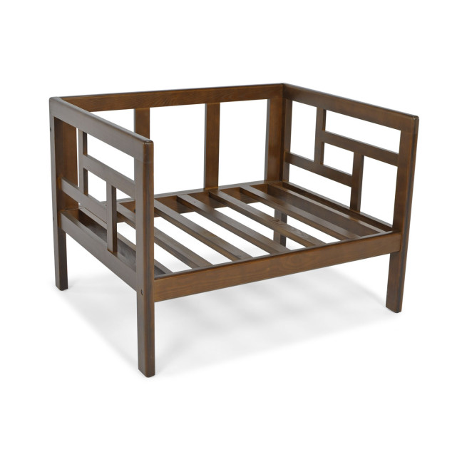 EDEN Wooden Garden Armchair Dark Brown/Beige | Comfortable garden armchair, modern style, for patio and balcony