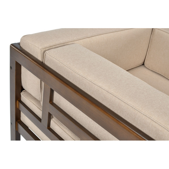 EDEN Wooden Garden Armchair Dark Brown/Beige | Comfortable garden armchair, modern style, for patio and balcony