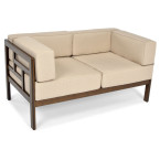 EDEN 2-Person Wooden Garden Sofa Dark Brown/Beige | Garden furniture, relaxation, modern style