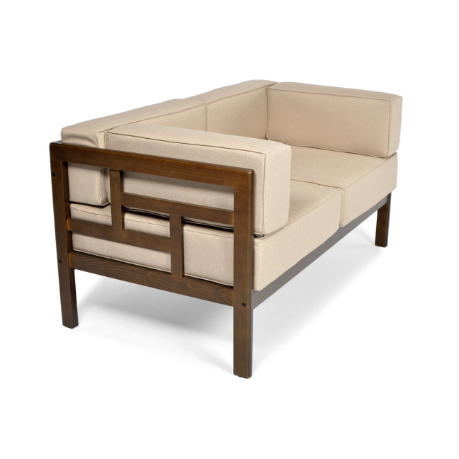 EDEN 2-Person Wooden Garden Sofa Dark Brown/Beige | Garden furniture, relaxation, modern style